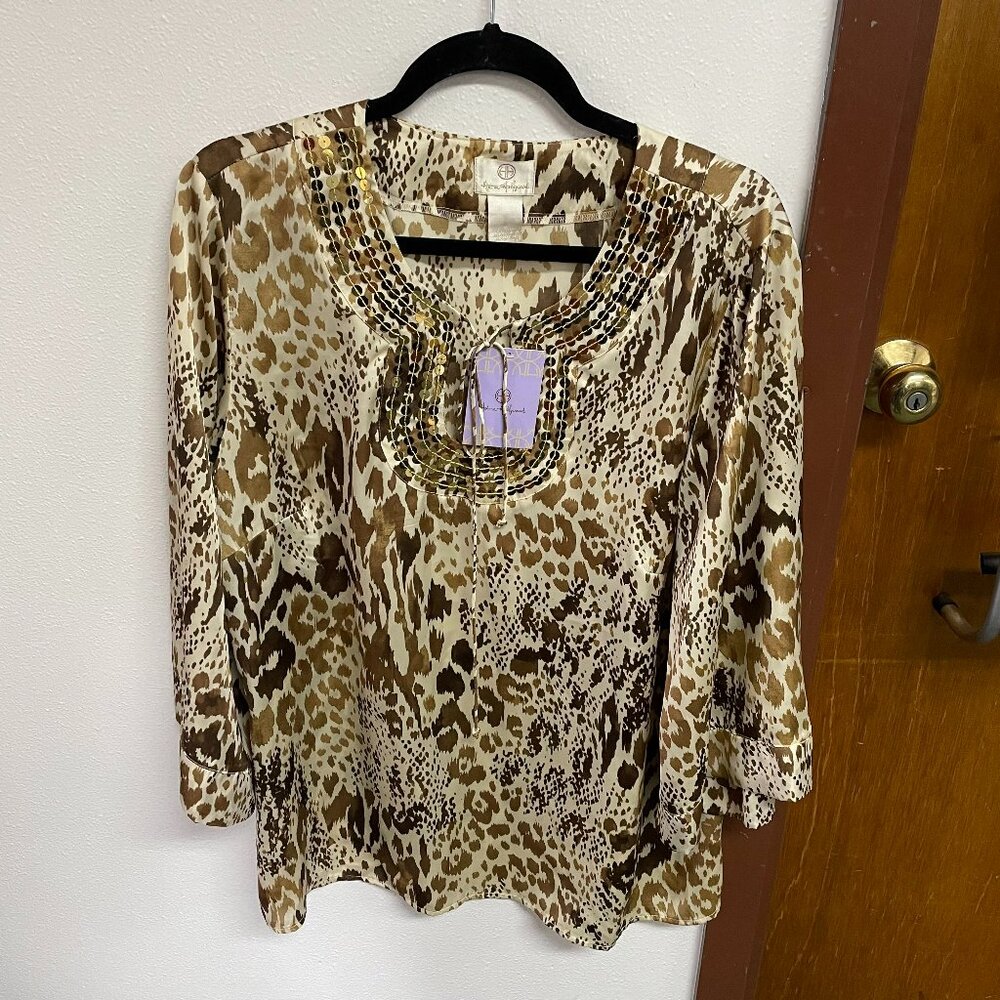 NWT Hot in Hollywood Blouse 1X Animal Print